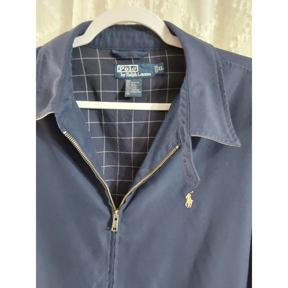 Mens XL Polo Ralph Lauren Navy Blue Harrington Jacket Full Zip‎ Windbreaker - Picture 2 of 3